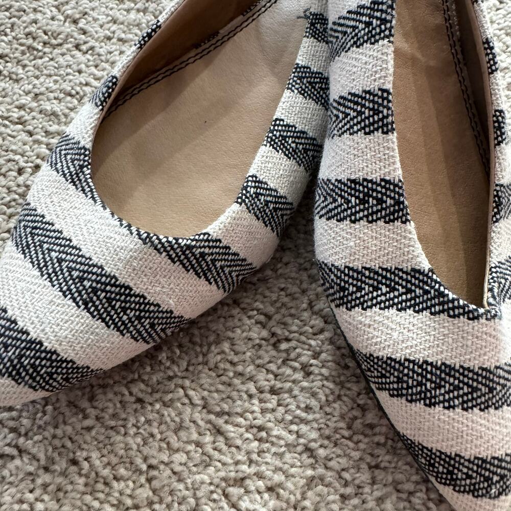 Splendid Black & Cream Natural Canvas Stripe Slingback Flats Size 8.5 Open Back - Picture 12 of 13